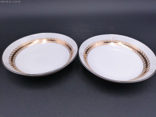 Gold Designed Plates lot of 2 unique design Vintage