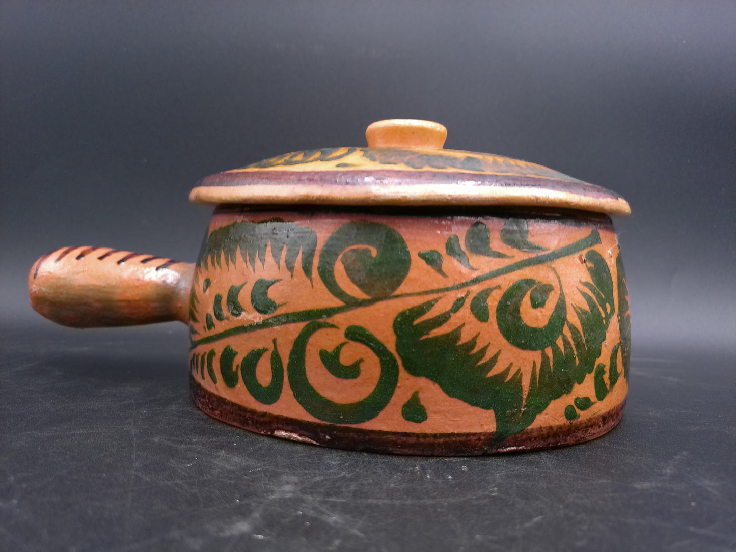 Bowl Pot With Lid Stoneware Chili Crock Pottery with Handle Vintage