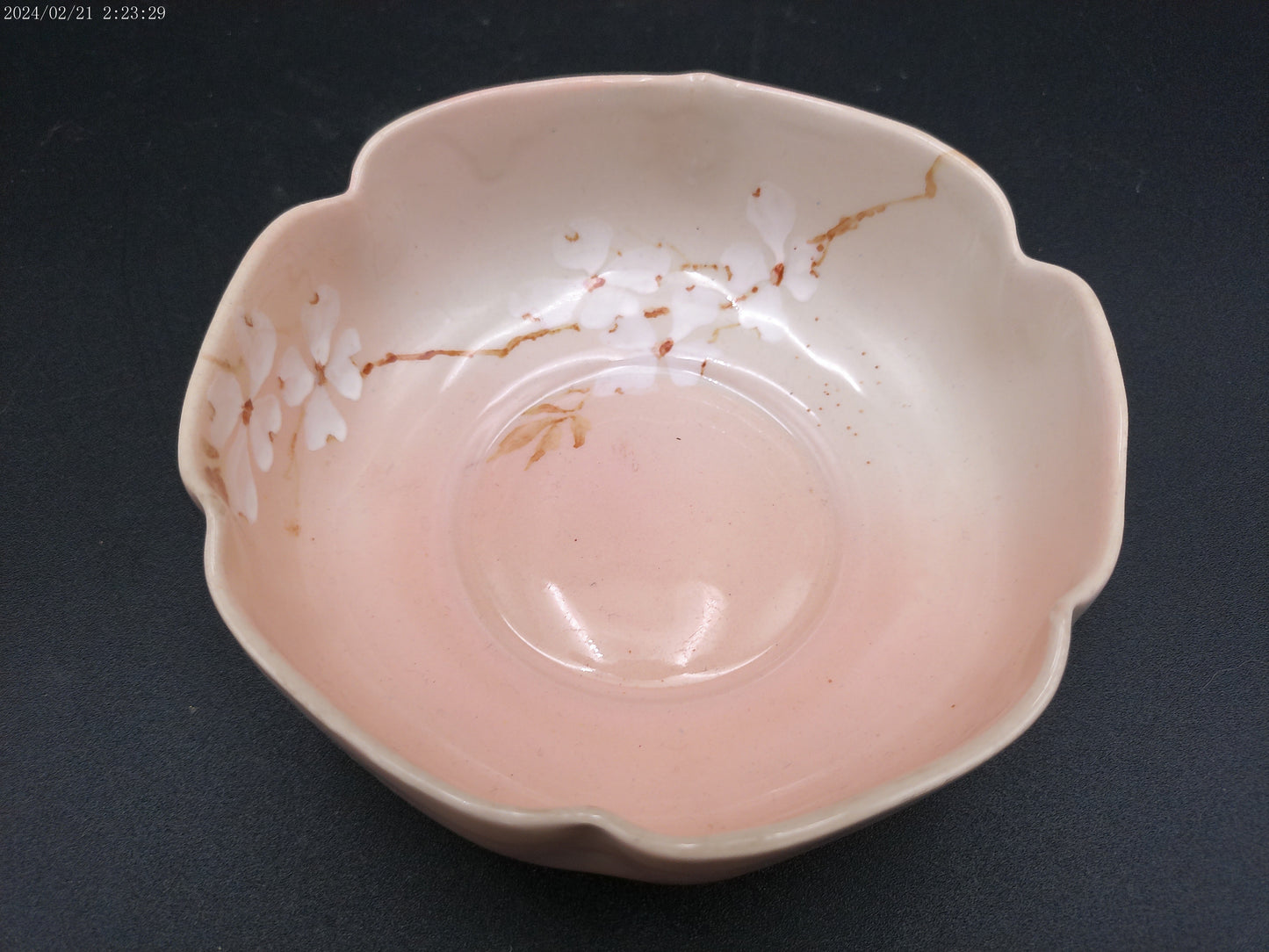 Sakura Blossom Handmade Ceramic Bowl Dish Vintage