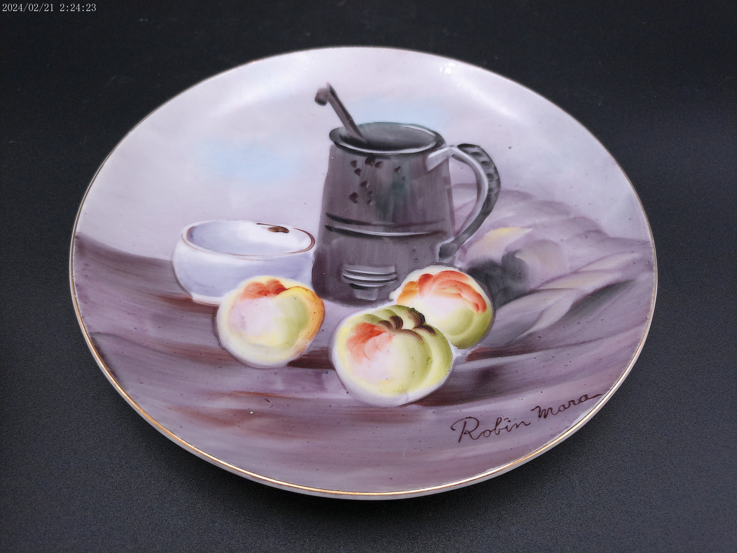 Handpainted ceramic plates 4 by Robin Mara and a Cup