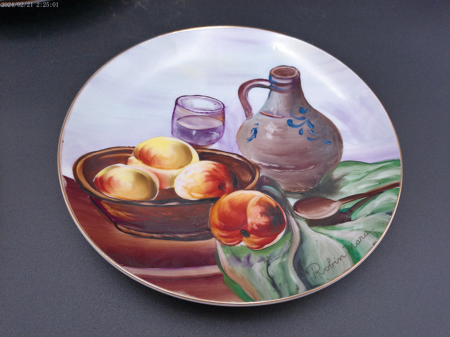 Handpainted ceramic plates 4 by Robin Mara and a Cup