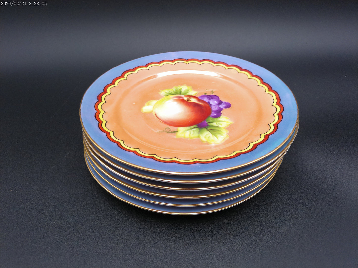 Porcelain Fruit Dinner Plate quantity 6 Vintage