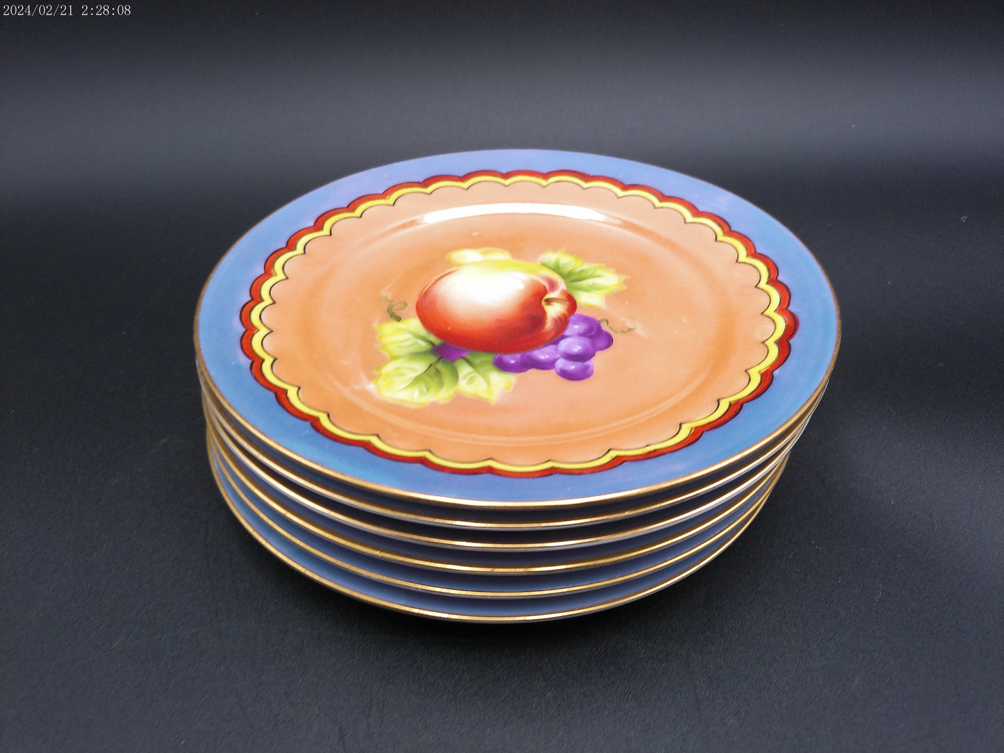 Porcelain Fruit Dinner Plate quantity 6 Vintage
