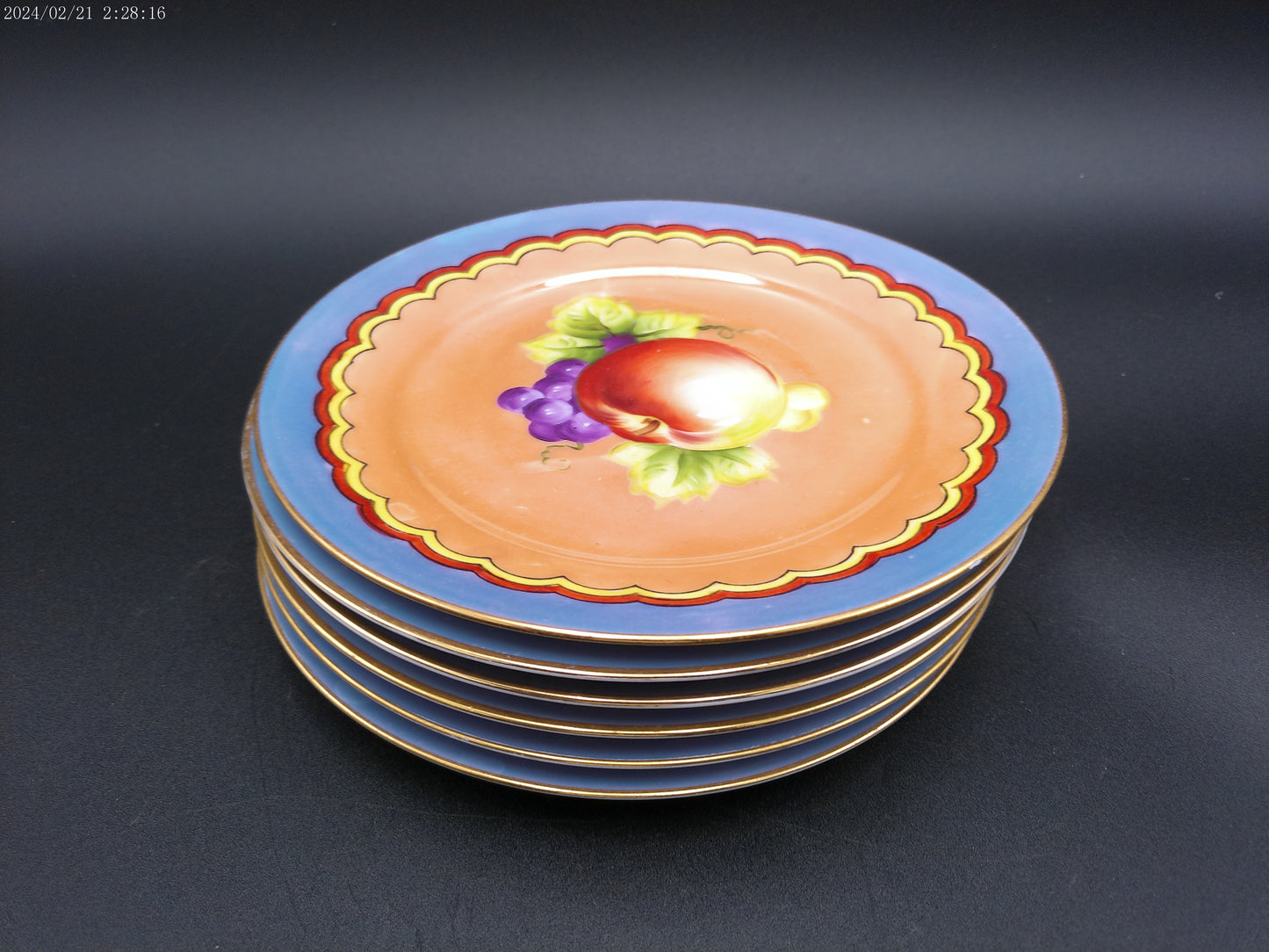 Porcelain Fruit Dinner Plate quantity 6 Vintage
