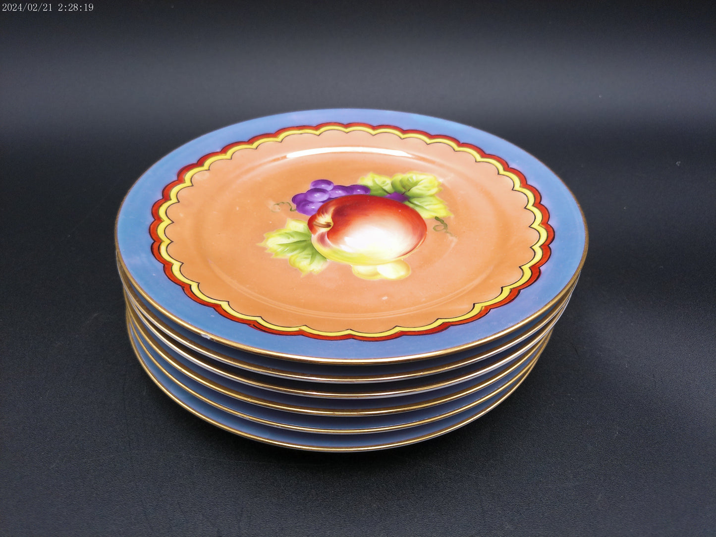 Porcelain Fruit Dinner Plate quantity 6 Vintage