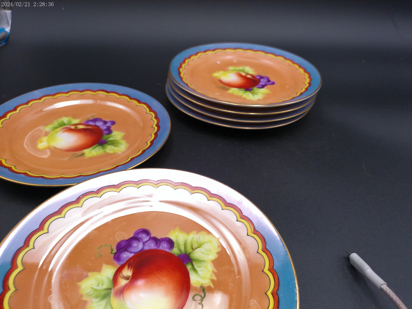 Porcelain Fruit Dinner Plate quantity 6 Vintage