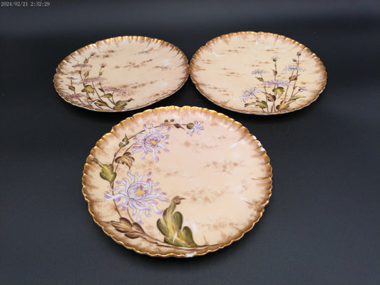 Floral Design Plate Dish Lot of 3 antique