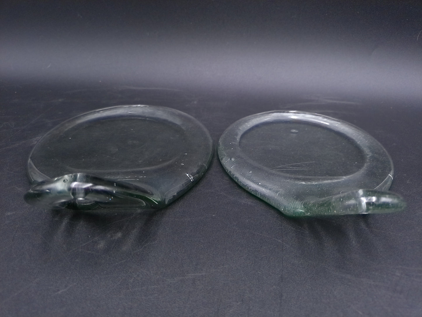Glass set of 2 Candle holders with Handle and Glass bottle with plate