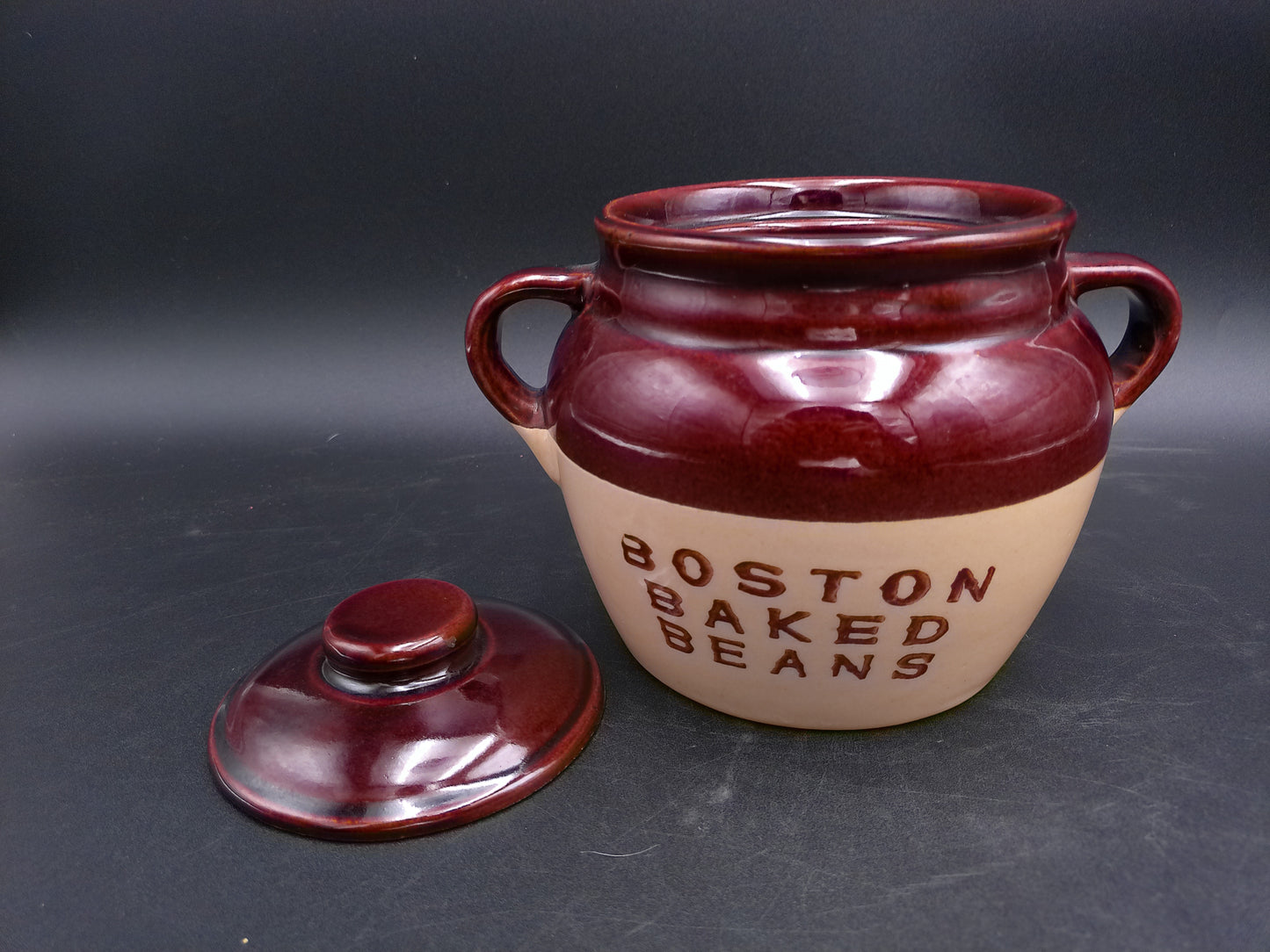Boston Baked Beans Crock Jar - Stoneware Vintage