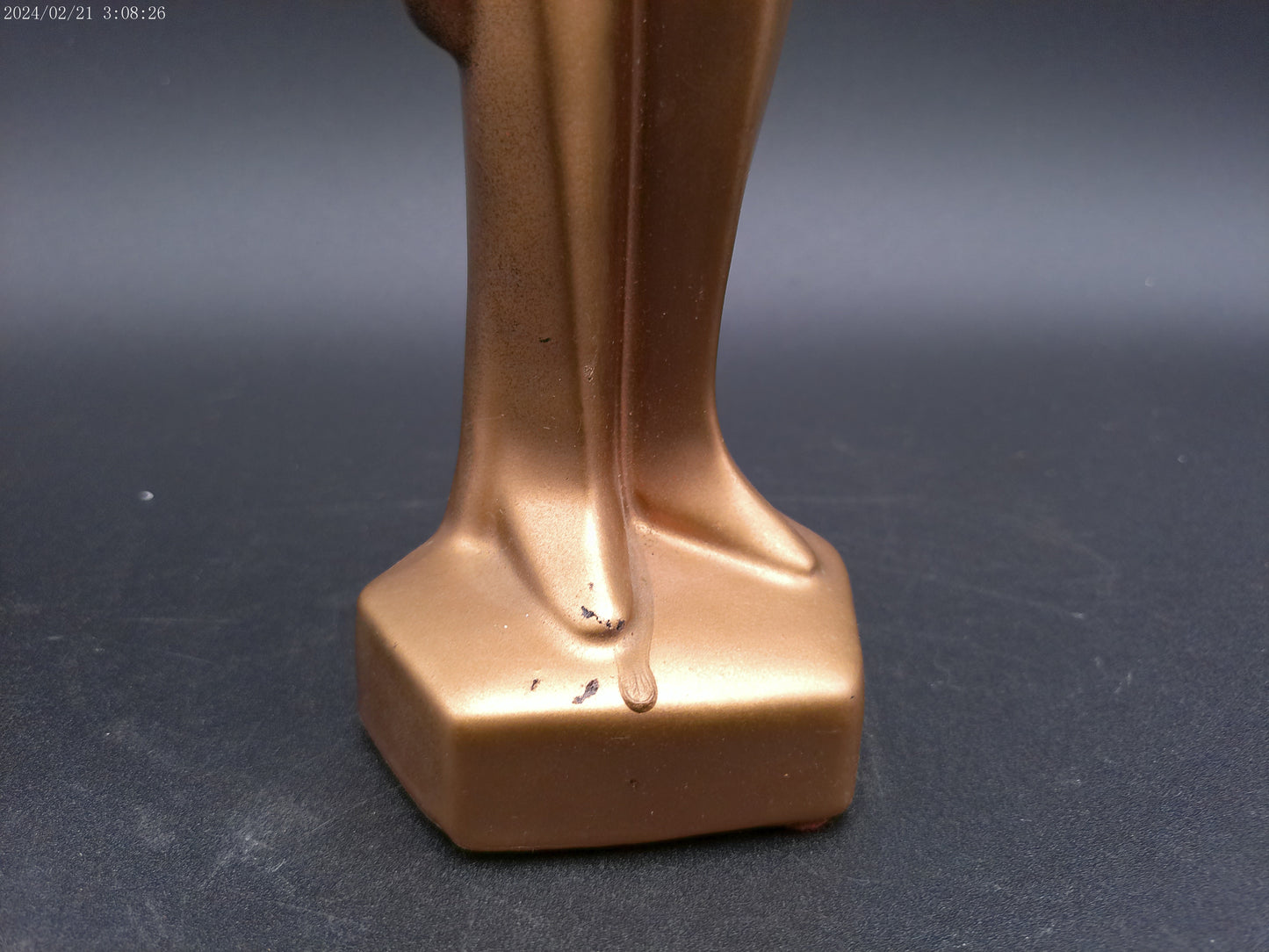 Plaster gold bronze painted Ceramic Statue of Gentleman with Microphone Vintage