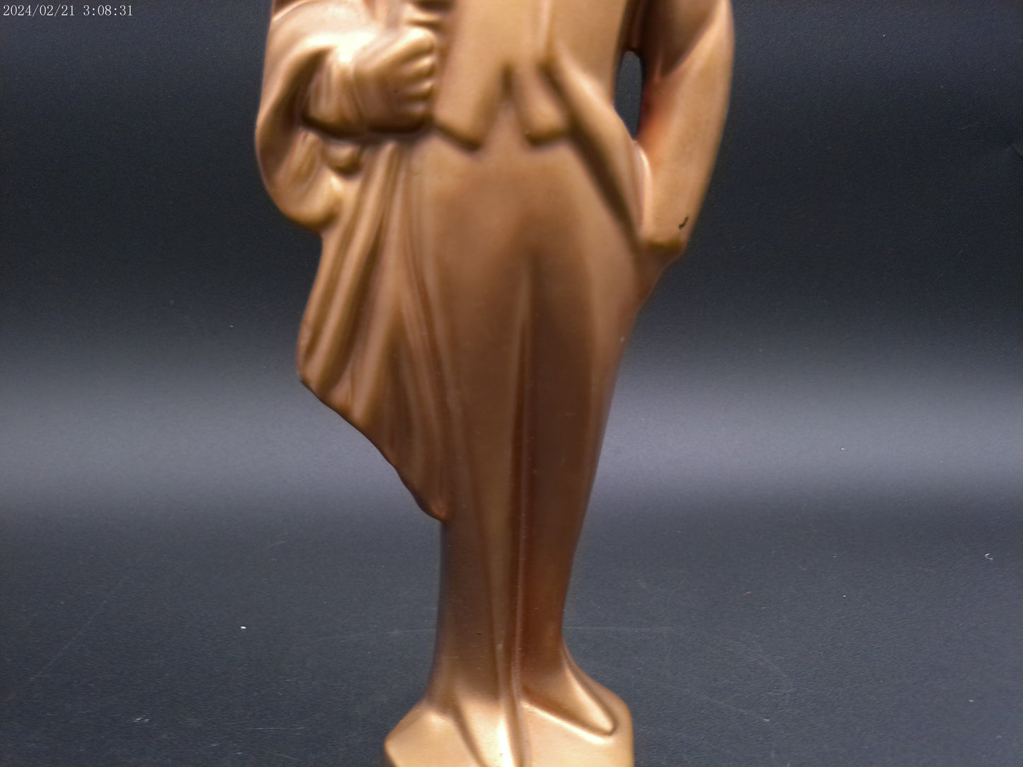 Plaster gold bronze painted Ceramic Statue of Gentleman with Microphone Vintage