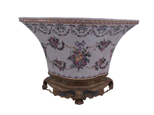 Wong Lee WL 1895 Porcelain Floral Pattern Planter  Vase Vintage Fine Pottery