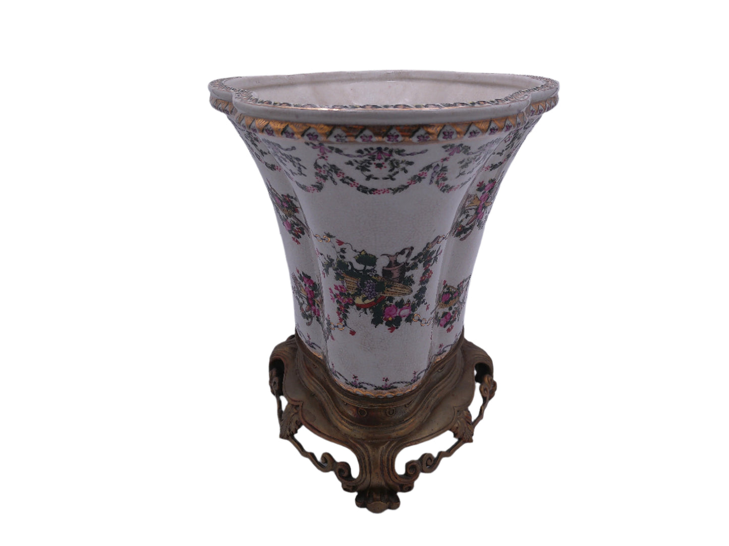 Wong Lee WL 1895 Porcelain Floral Pattern Planter Vase Vintage Fine Pottery