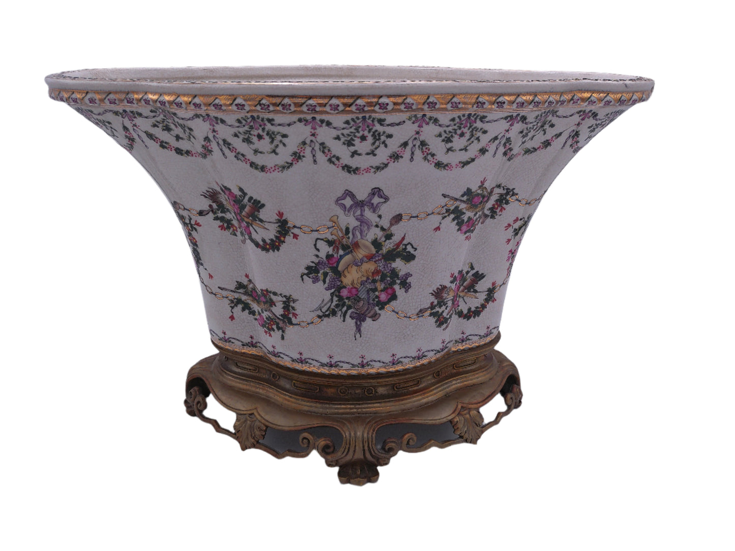 Wong Lee WL 1895 Porcelain Floral Pattern Planter Vase Vintage Fine Pottery