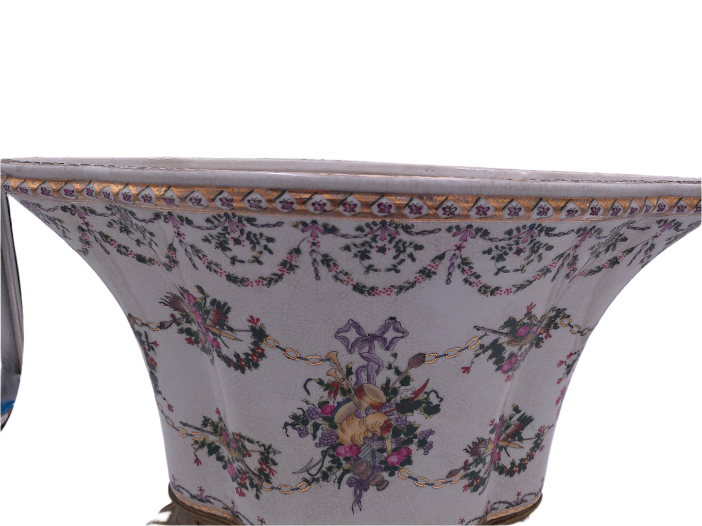 Wong Lee WL 1895 Porcelain Floral Pattern Planter Vase Vintage Fine Pottery