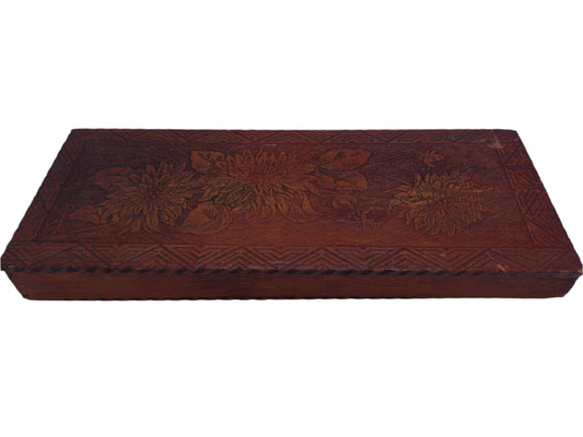 Wooden Jewelry Box Multipurpose Handcrafted with Floral Carvings Antique Finished