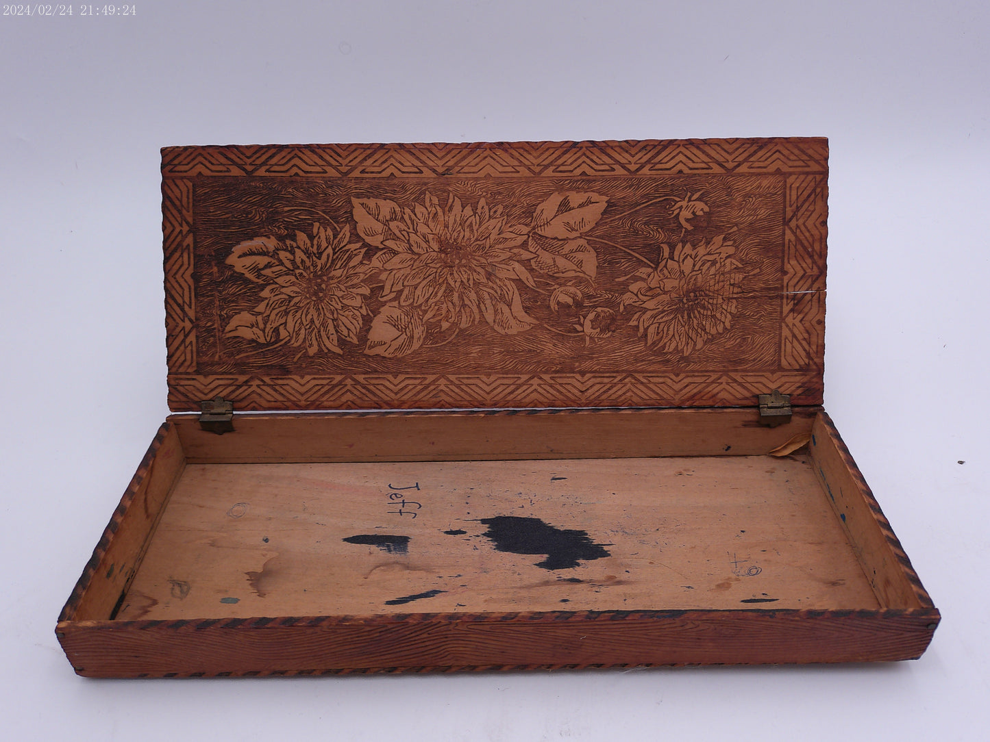 Wooden Jewelry Box Multipurpose Handcrafted with Floral Carvings Antique Finished