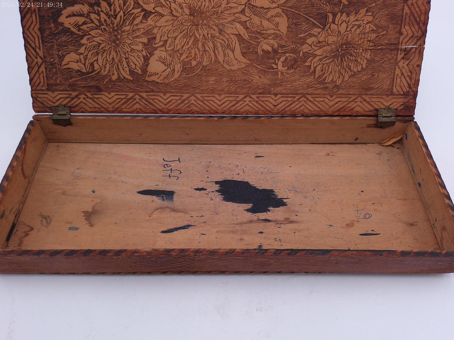 Wooden Jewelry Box Multipurpose Handcrafted with Floral Carvings Antique Finished