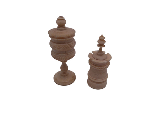 Wooden Decorative Round Wooden Containers with tops Vintage