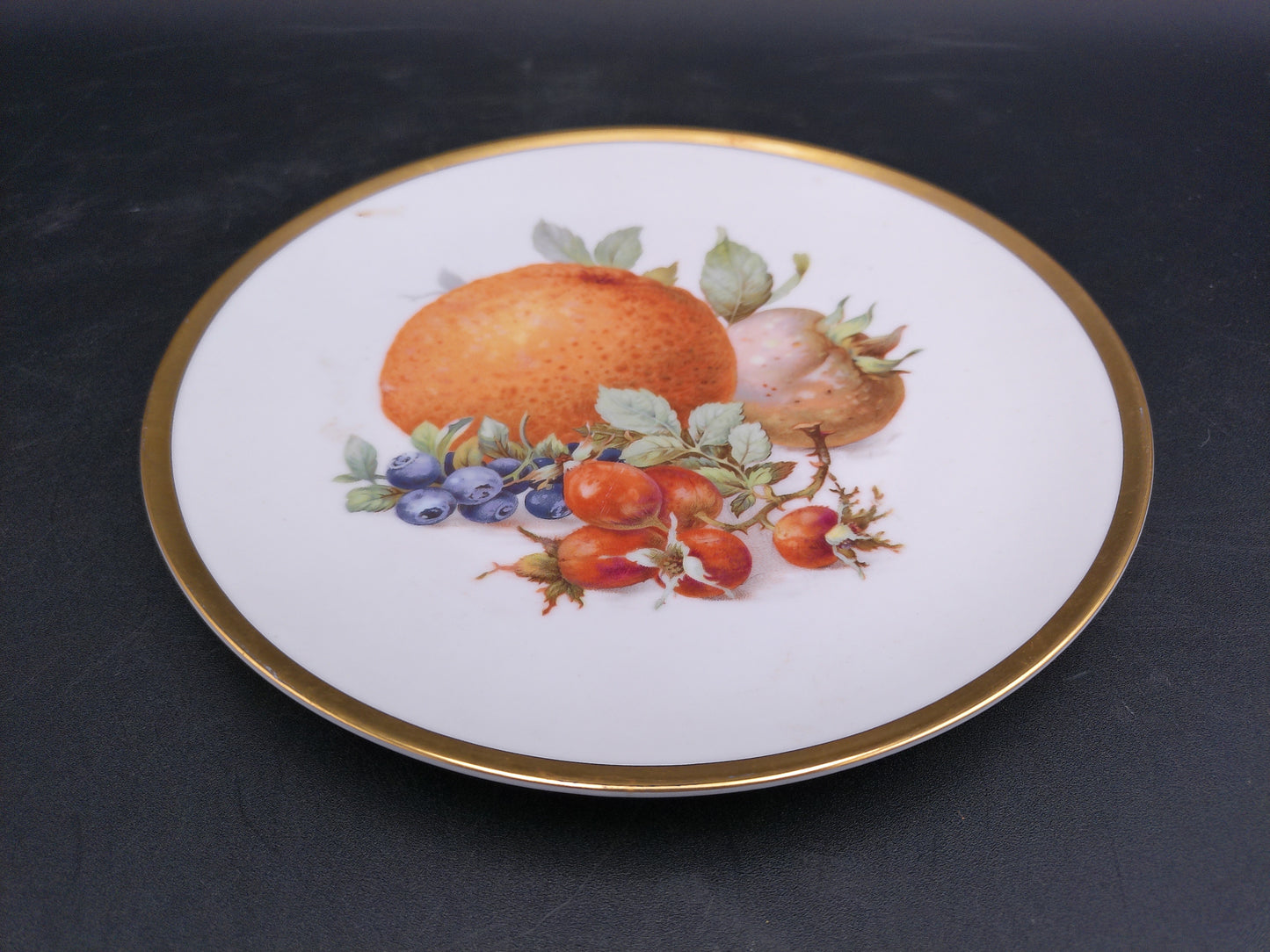 Bavarian Fruit Plates Gold Plated Rim Set of 4 Bavaria Golden Crown Vintage Germany