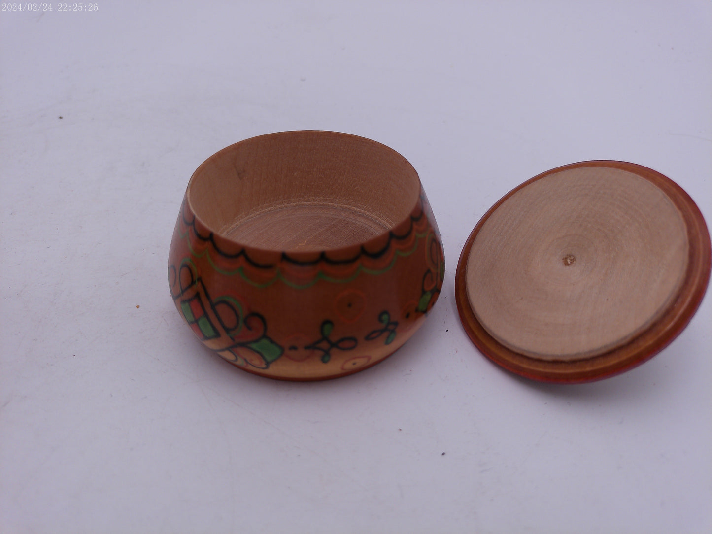 Wooden Box and Round Container Vintage With Lids