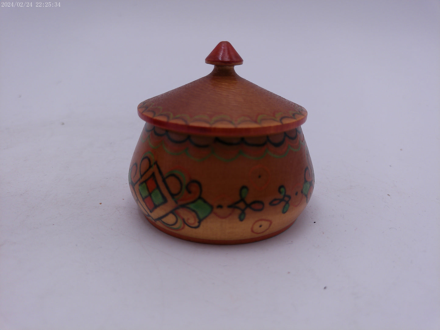 Wooden Box and Round Container Vintage With Lids