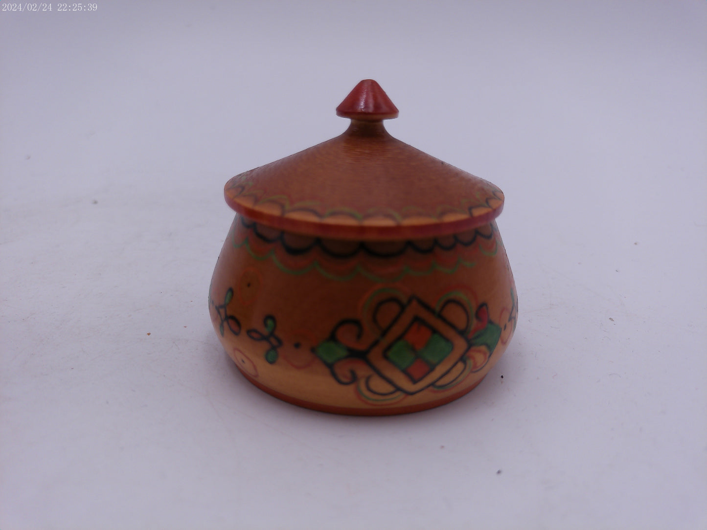 Wooden Box and Round Container Vintage With Lids