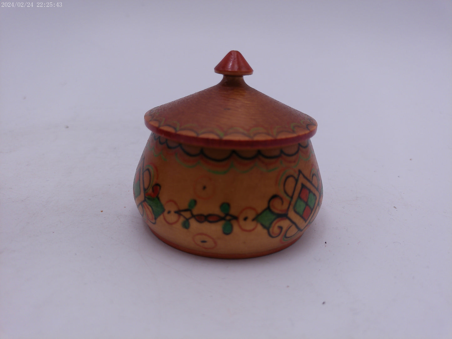 Wooden Box and Round Container Vintage With Lids
