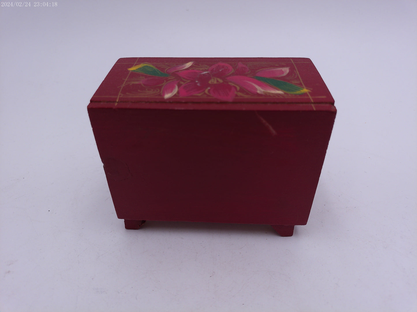 Wooden Craved Jewellery Ring Box with 3 Drawers floral design