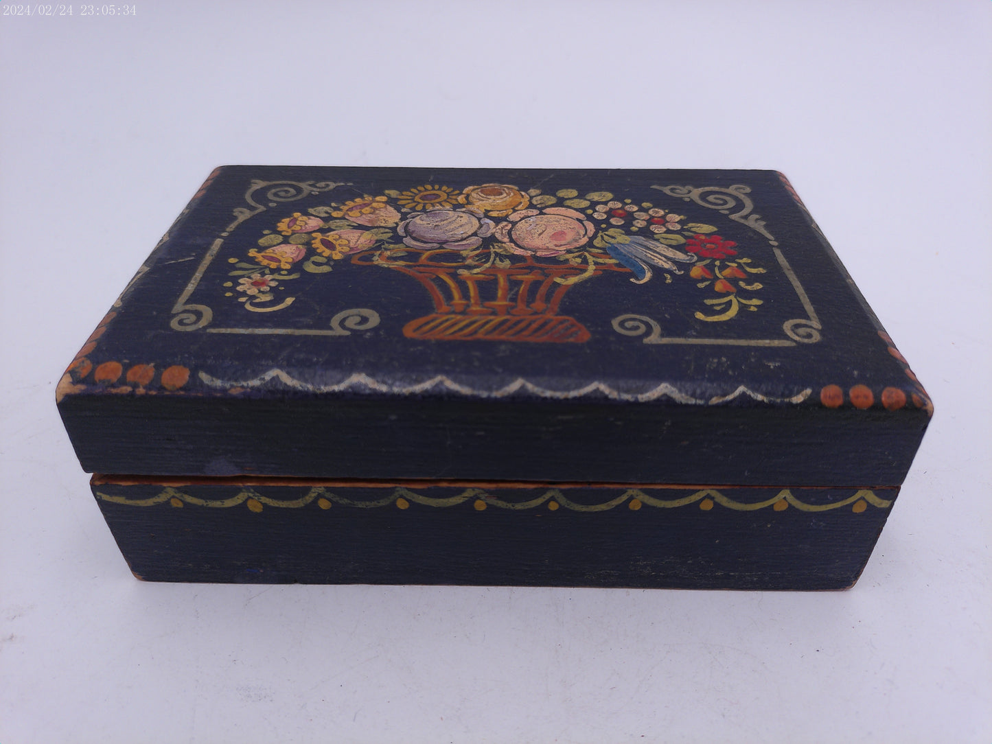 Jewelry Box Mid 19th century  Hand Painted