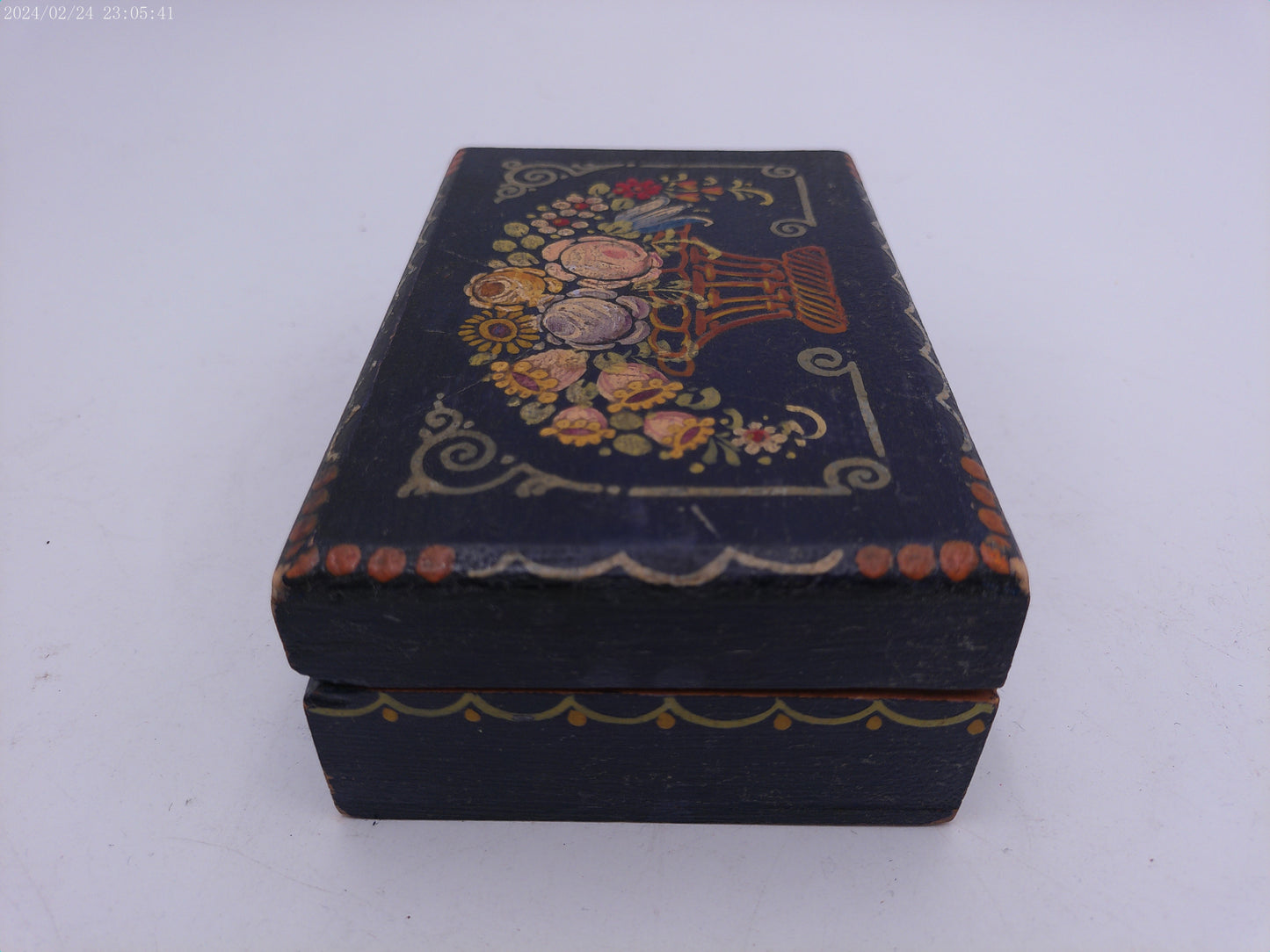 Jewelry Box Mid 19th century  Hand Painted