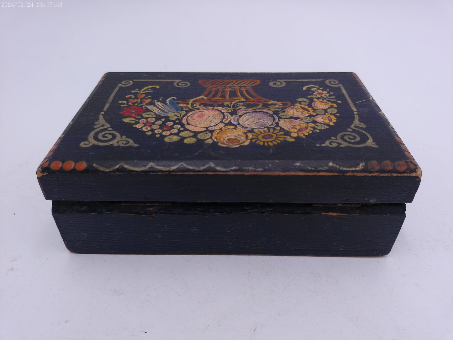 Jewelry Box Mid 19th century  Hand Painted