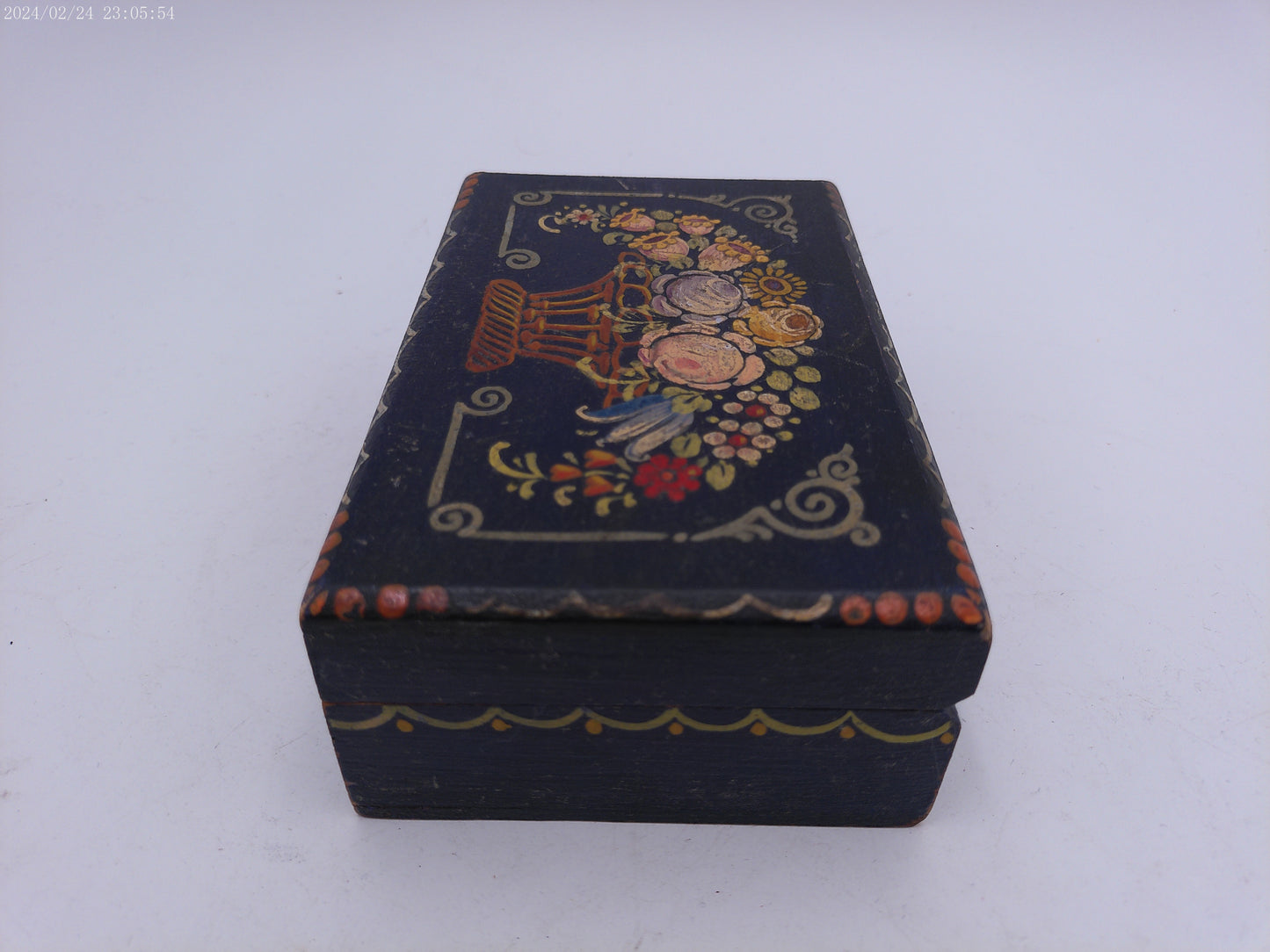 Jewelry Box Mid 19th century  Hand Painted