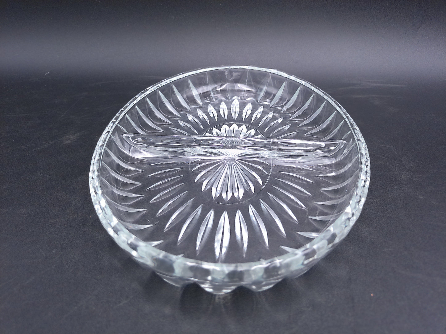 Gold Plated small set of 2 bowls and Divided Glass Serving Tray Dish Bowl Circle