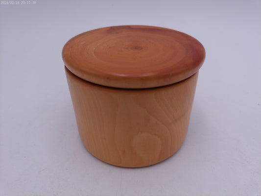 Vintage Wooden Round Jewelry Trinket Box Handmade