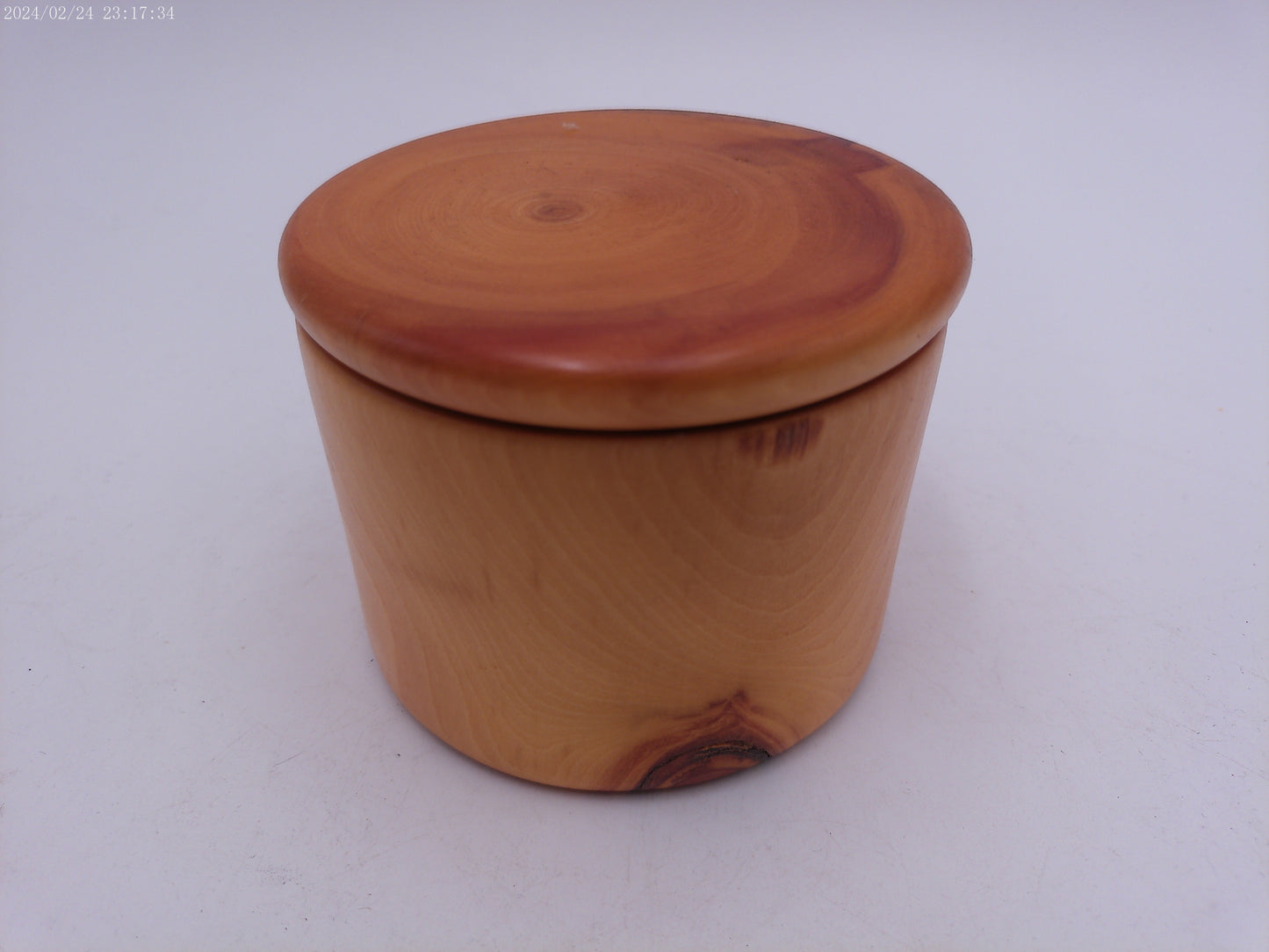 Vintage Wooden Round Jewelry Trinket Box Handmade