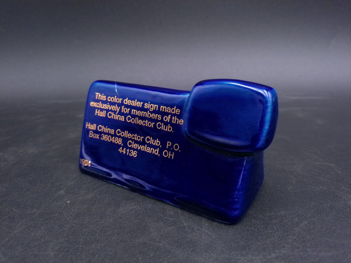 Hall Teapots China Display Collector Club Advertising Sign Cobalt Blue 1994