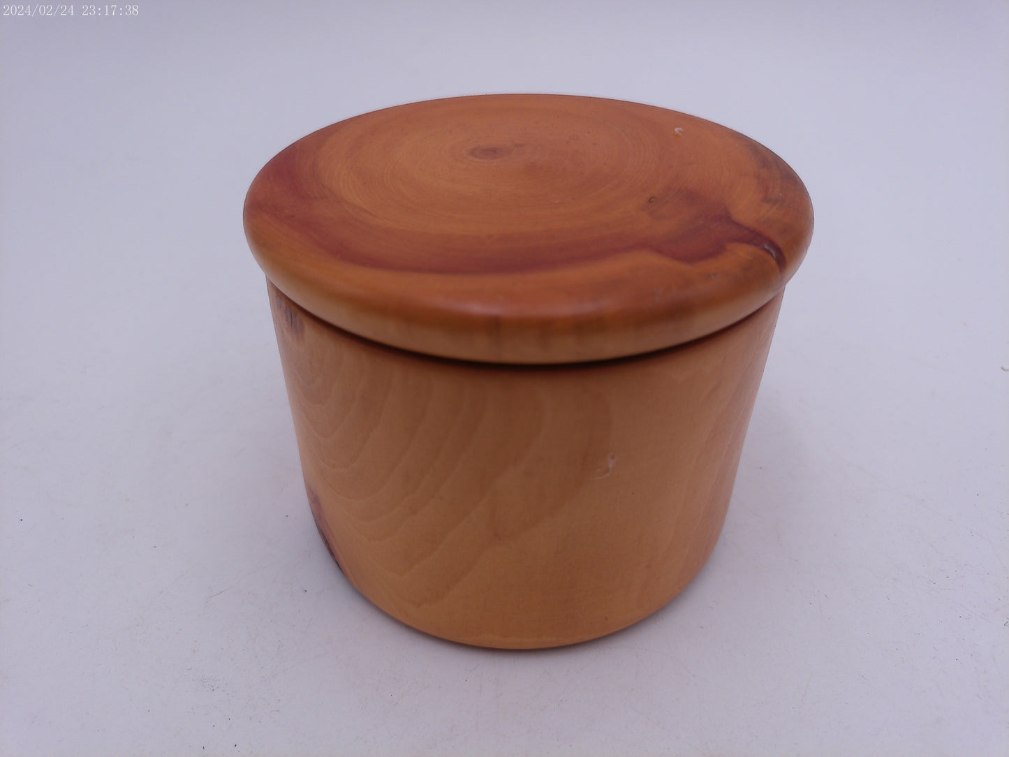 Vintage Wooden Round Jewelry Trinket Box Handmade
