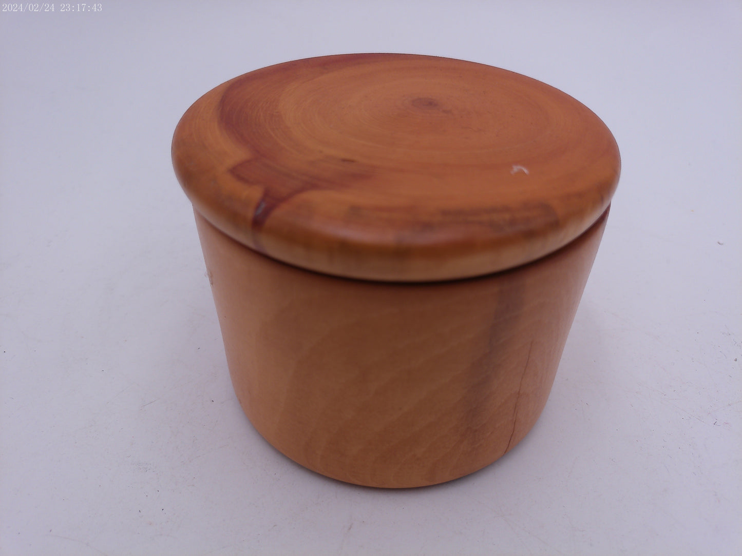 Vintage Wooden Round Jewelry Trinket Box Handmade