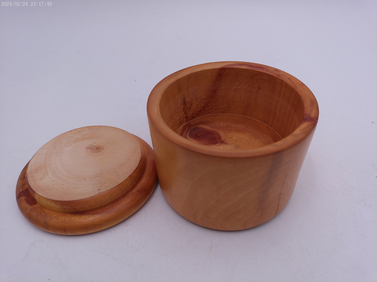 Vintage Wooden Round Jewelry Trinket Box Handmade