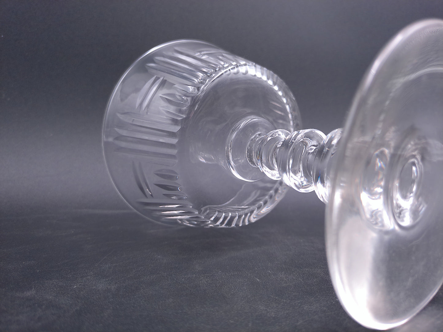 Tiffin Cut Glass Champagne or Sherbet Glasses 1950s with Vertical Design 11 Pieces