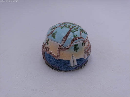 Small Unique Container with Lid Colorful Art