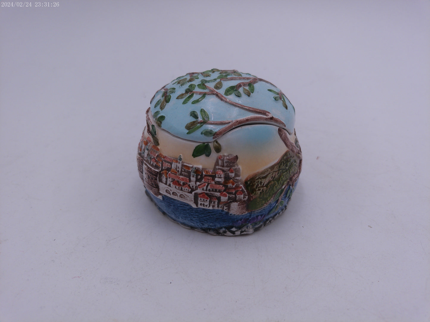 Small Unique Container with Lid Colorful Art