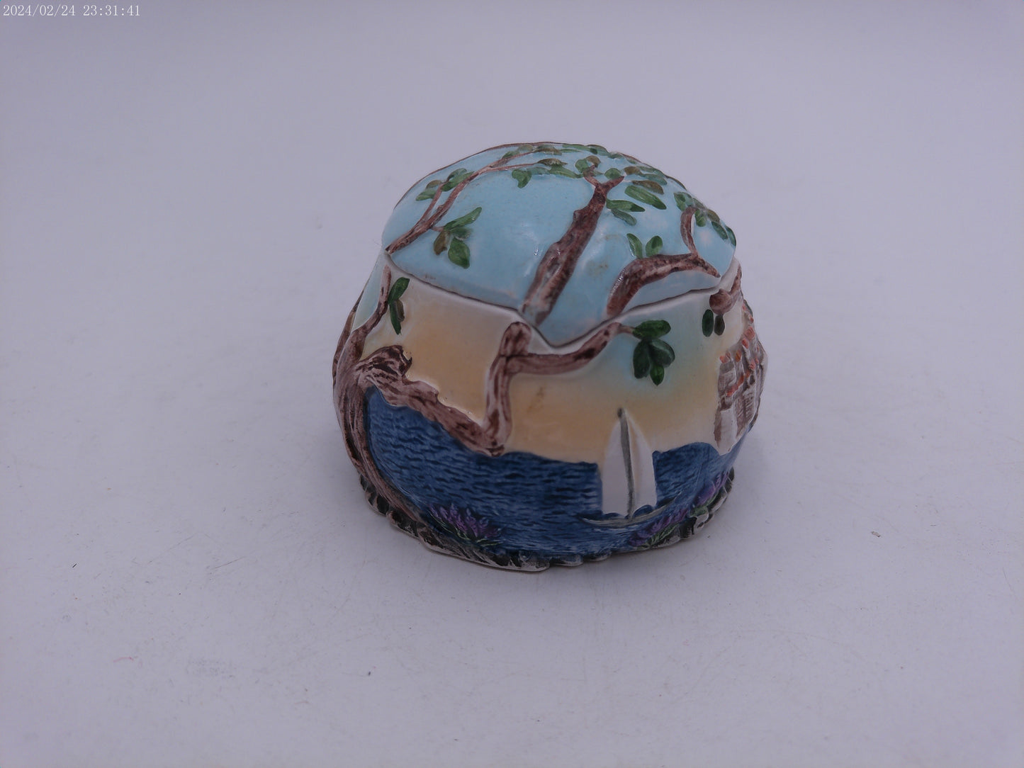 Small Unique Container with Lid Colorful Art