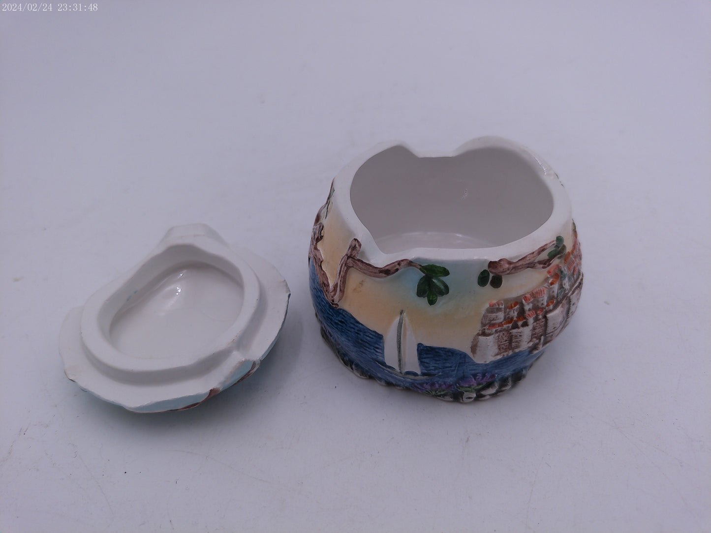 Small Unique Container with Lid Colorful Art