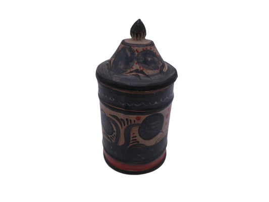 Vintage Pottery Ginger or Spice Jar & Lid with owl design