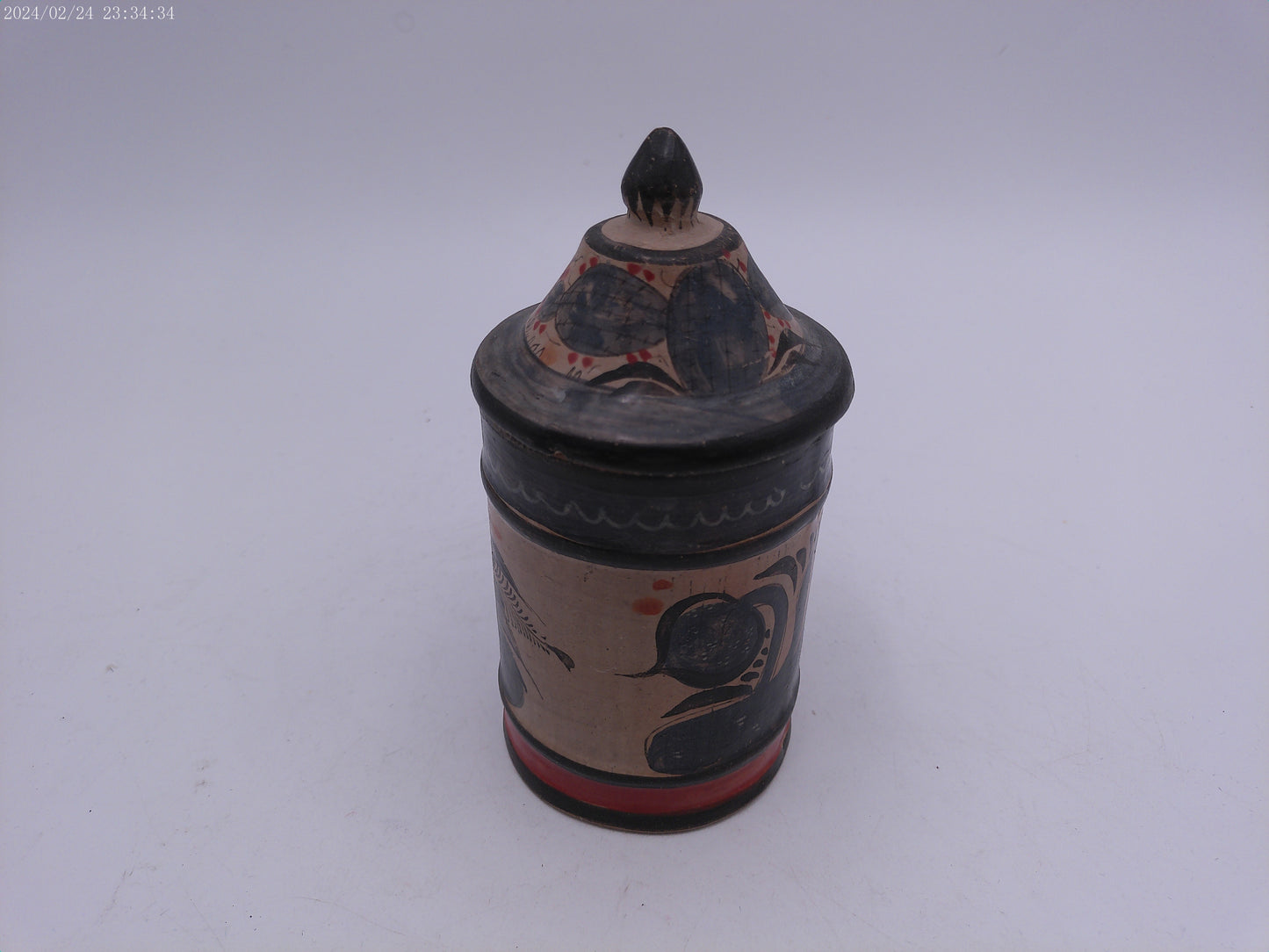 Vintage Pottery Ginger or Spice Jar & Lid with owl design