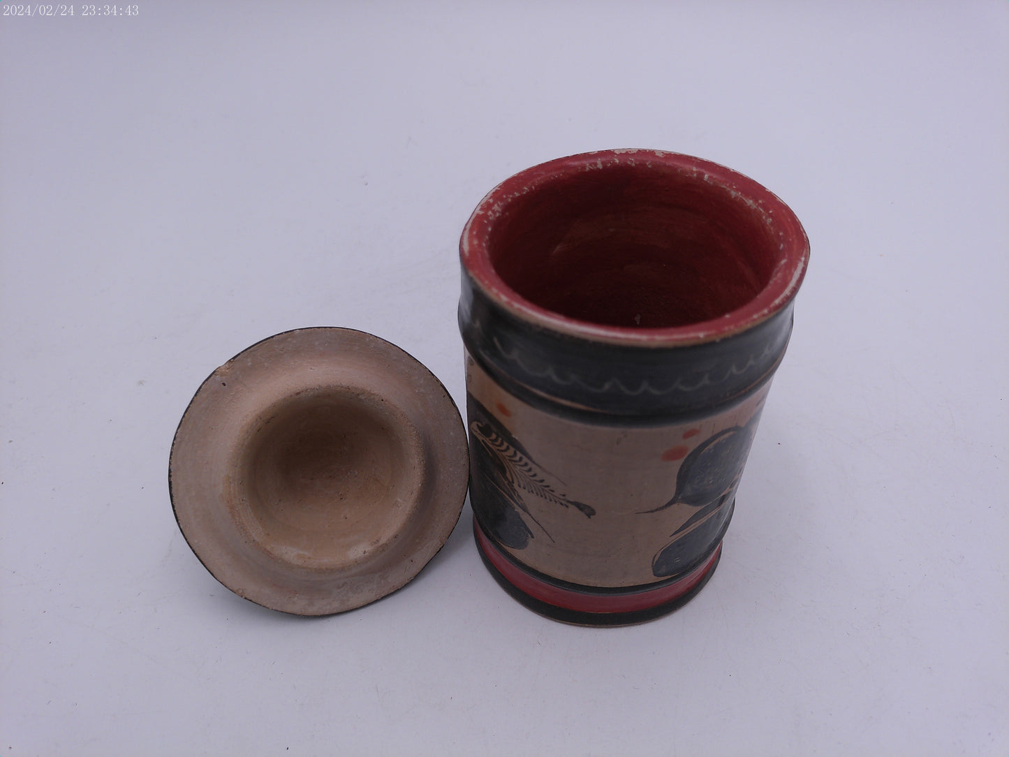 Vintage Pottery Ginger or Spice Jar & Lid with owl design