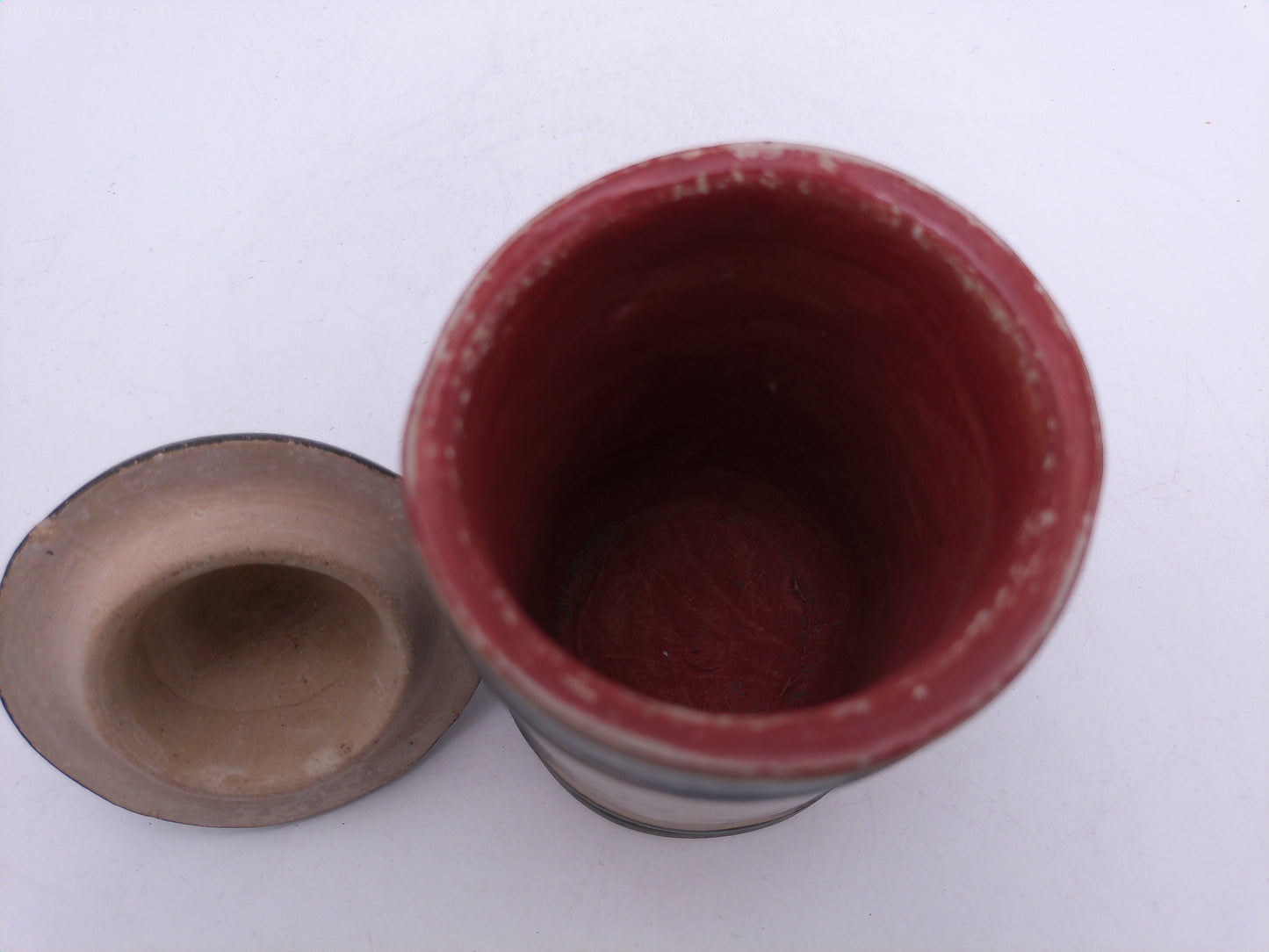 Vintage Pottery Ginger or Spice Jar & Lid with owl design