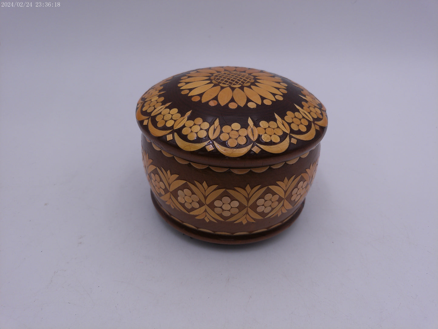 vintage carved wood canister box trinket box container with lid